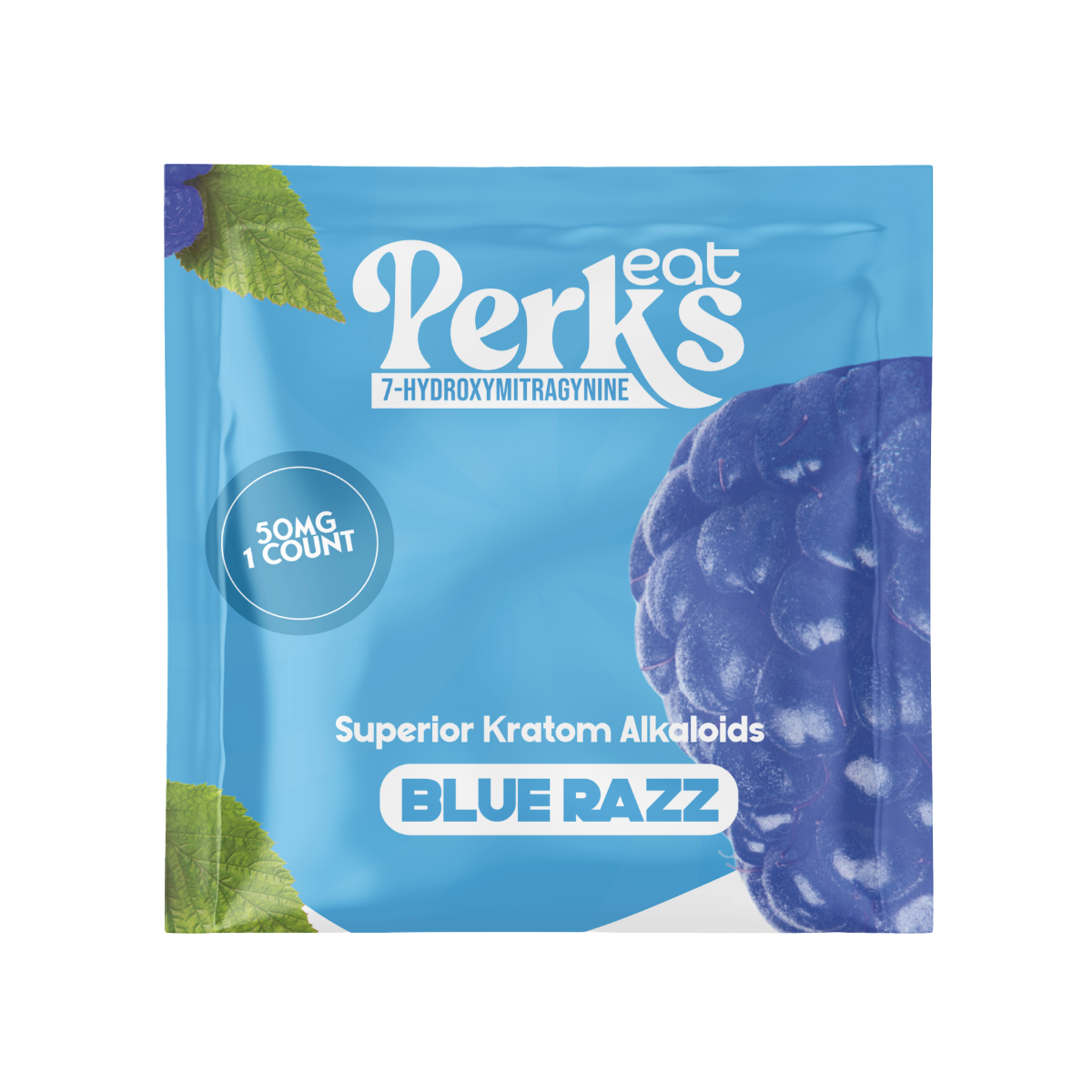Eat Perks Kratom 1pc Tablets 50mg 7-Hydroxy Mitragynine Blue Razz
