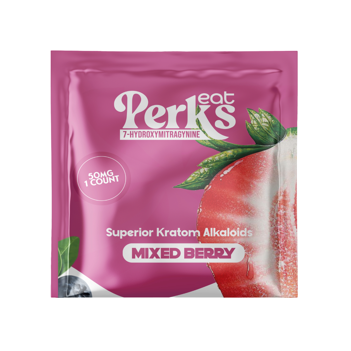 Eat Perks Kratom 1pc Tablets 50mg 7-Hydroxy Mitragynine Mixed Berry