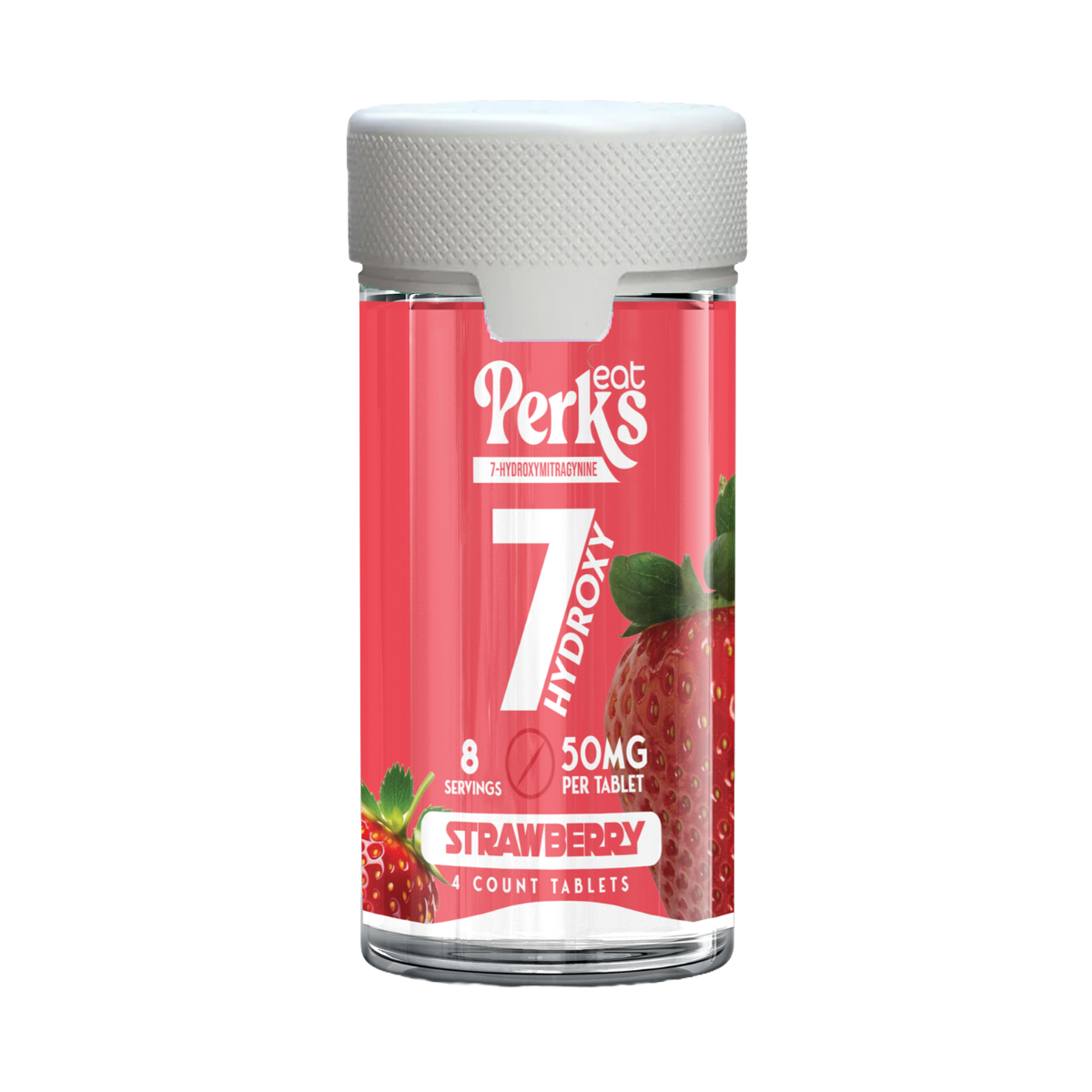 Eat Perks Kratom 4pc Tablets 200mg 7-Hydroxy Mitragynine Strawberry