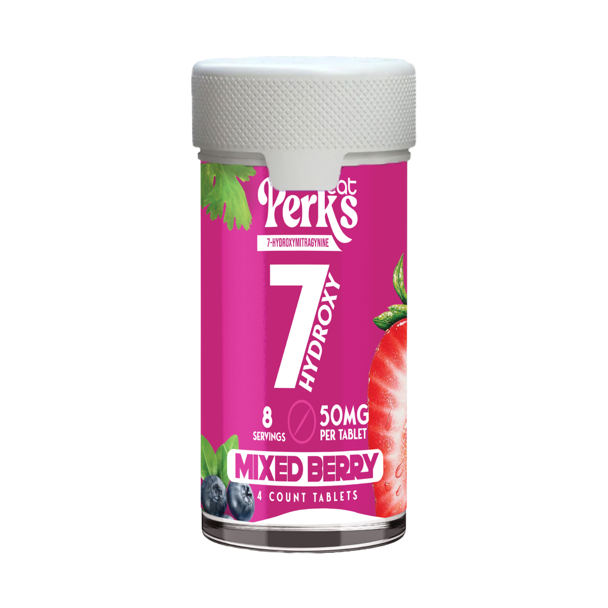 Eat Perks Kratom 4pc Tablets 200mg 7-Hydroxy Mitragynine Mixed Berry