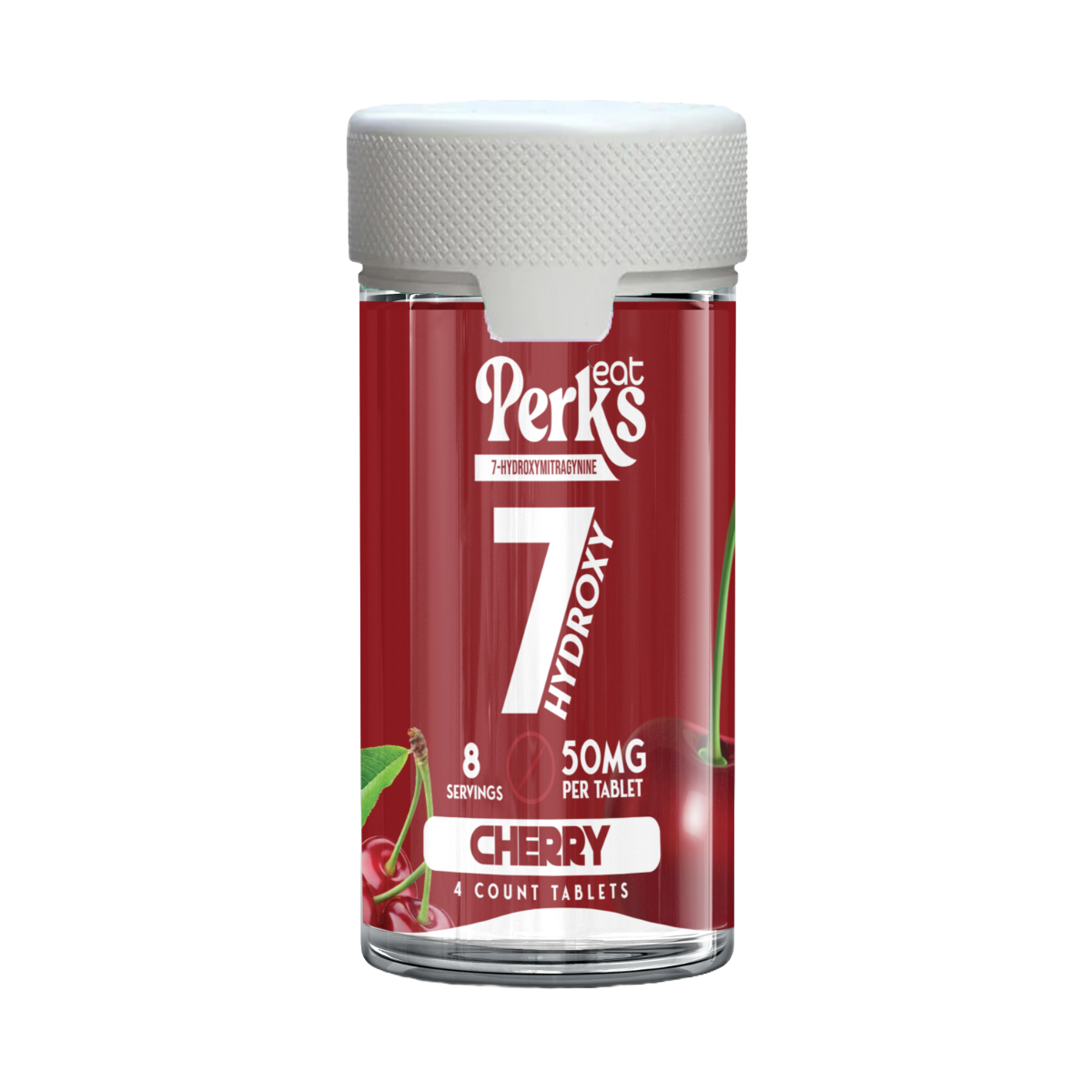 Eat Perks Kratom 4pc Tablets 200mg 7-Hydroxy Mitragynine Cherry