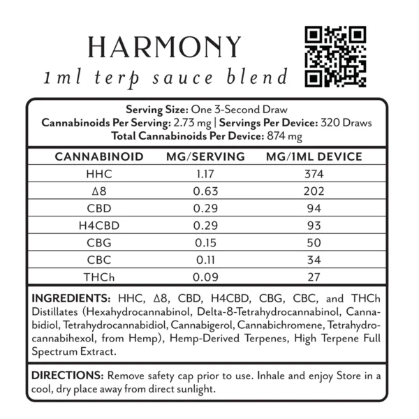 Mellow Fellow FL Compliance Stickers 1.875″x2″ Terp Sauce 1ml Harmony