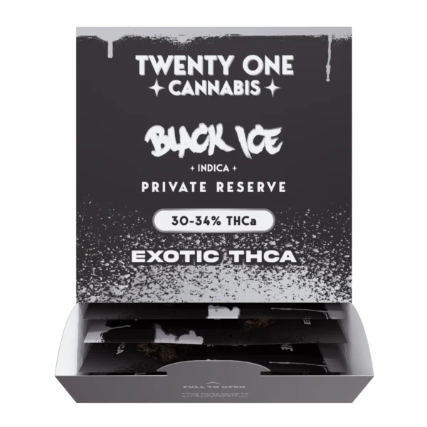 Twenty One Cannabis Private Reserve Flower 1g Exotic THCa Black Ice (Indica)