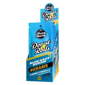 Hazy Mary Donut Rolls 2pc Prerolls 4g Live Badder  Blue Razz Dream 10ct