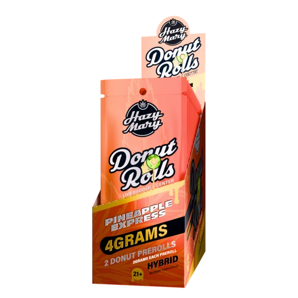 Hazy Mary Donut Rolls 2pc Prerolls 4g Live Badder Pineapple Express 10ct