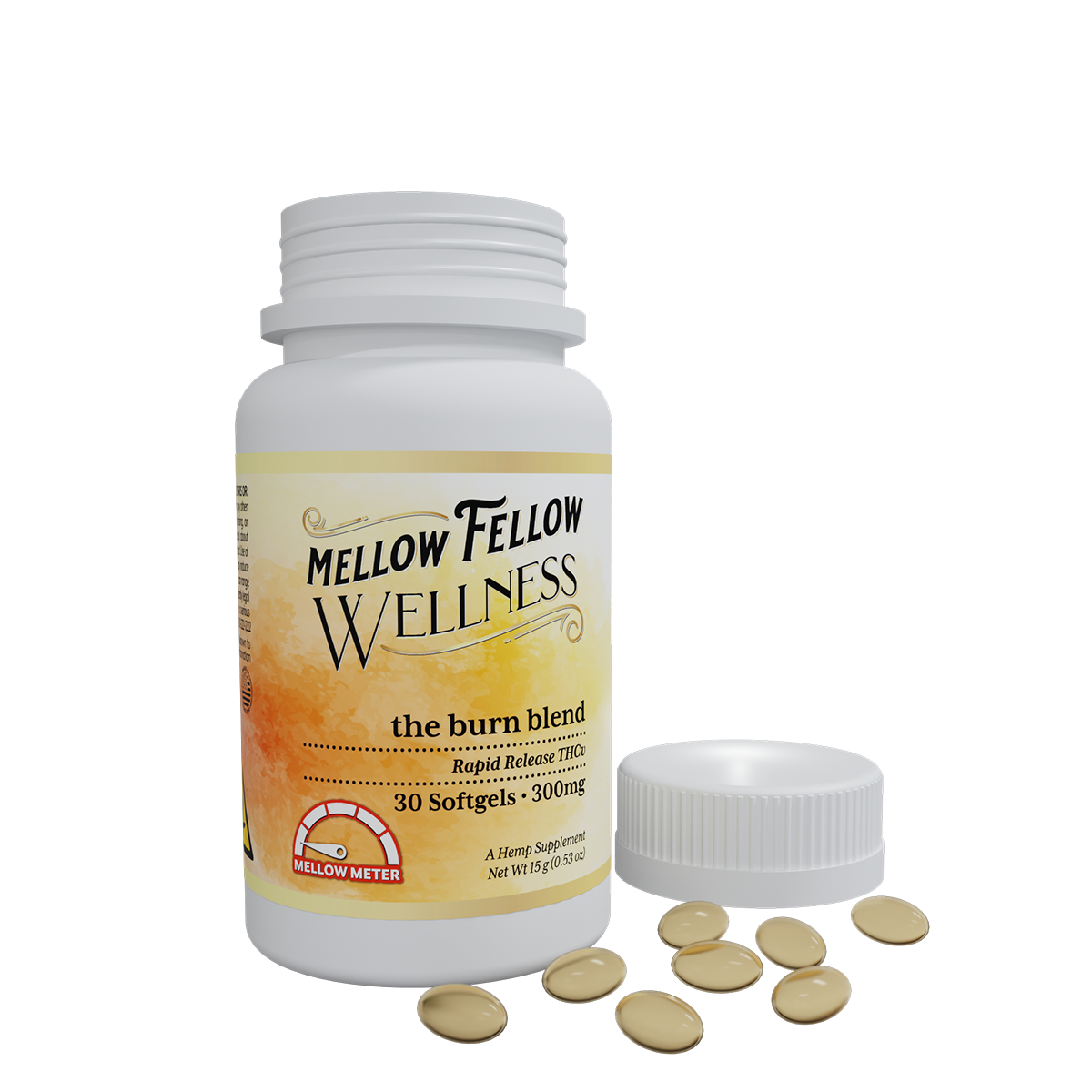 Mellow Fellow Wellness 30pc Softgel Capsules 300mg Burn Blend