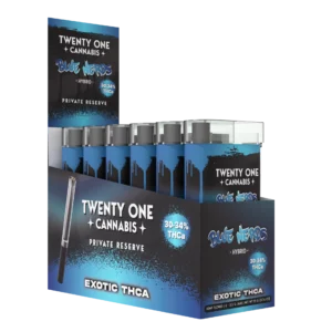 Twenty One Cannabis Private Reserve Flower + One Hitter 3.5G Exotic THCa Blue Nerds (Hybrid)