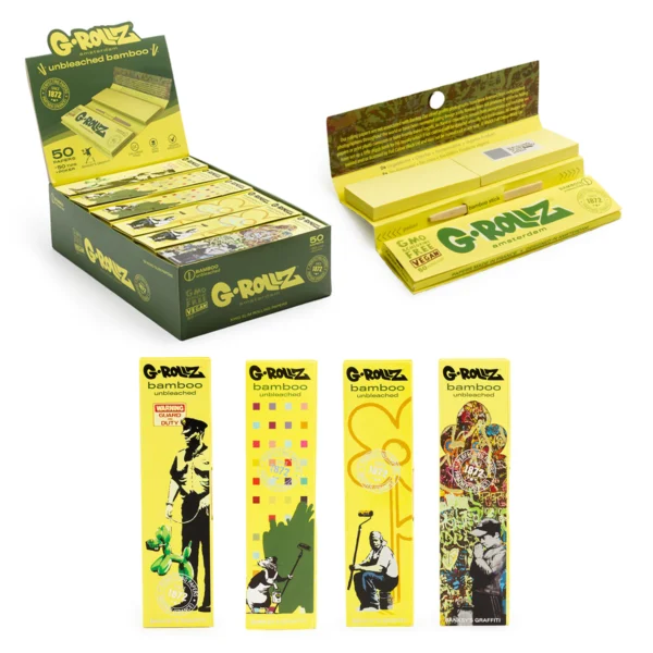 “G-Rollz Banksy’s Graffiti 50pc Rolling Papers Bamboo  Unbleached”