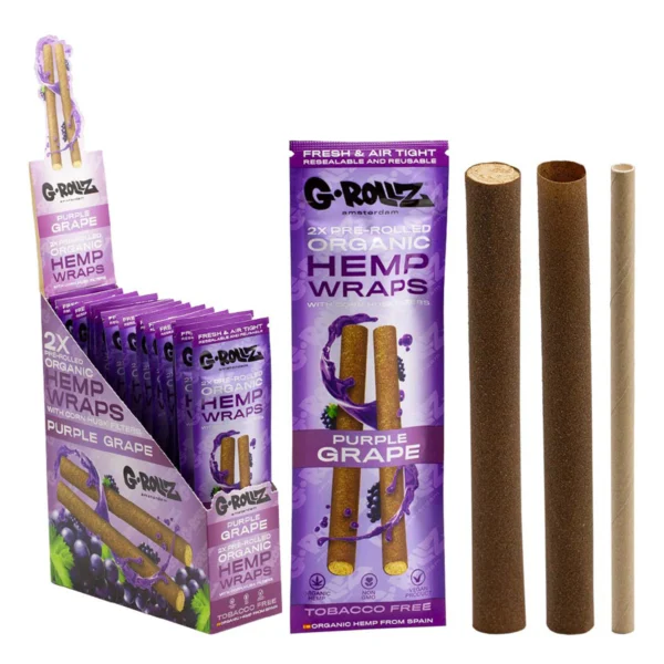 G-Rollz Organic Hemp Wraps 2pc Pre‑Rolled Cones Purple Grape 15 CT