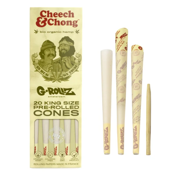 G-Rollz Cheech & Chong™ 20pc Pre‑Rolled Cones King Size Organic Hemp Extra Thin