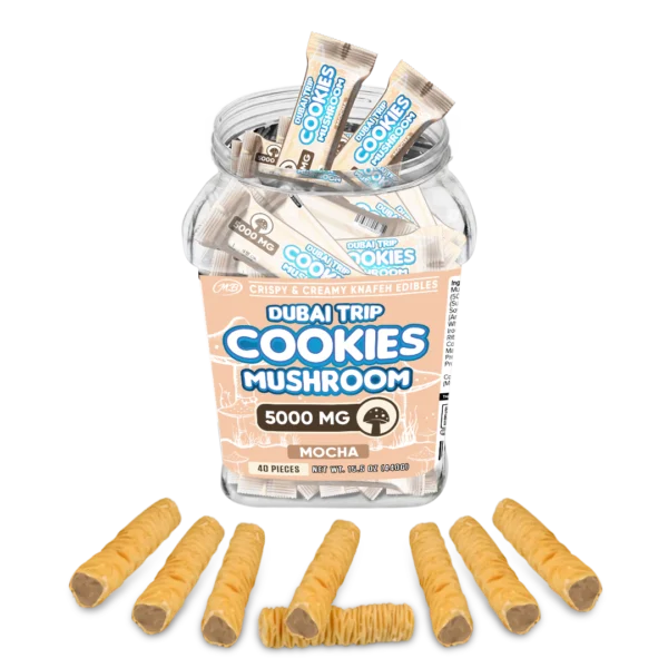 Dubai Trip Cookies Crispy & Creamy Knafeh 1pc Edibles 5000mg Mushrooms Mocha 40ct