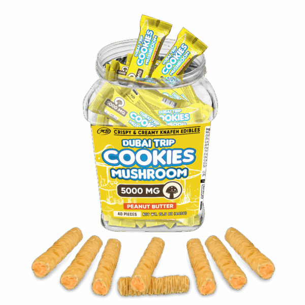 Dubai Trip Cookies Crispy & Creamy Knafeh 1pc Edibles 5000mg Mushrooms Peanut Butter 40ct