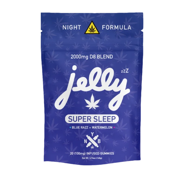NYB Jelly Super Sleep 20pc Edibles 2000mg D8/CBN Blue Razz N Watermelon (Indica)