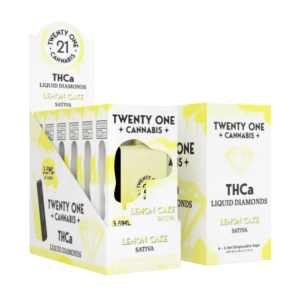 Twenty One Cannabis Liquid Diamonds Disposable Vapes 3.5ml THCa Lemon Cake (Sativa )