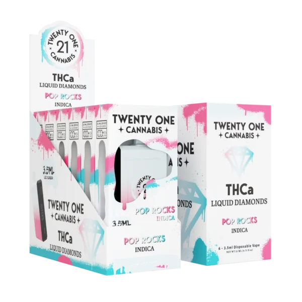 Twenty One Cannabis Liquid Diamonds Disposable Vapes 3.5ml THCa Pop Rocks (Indica)