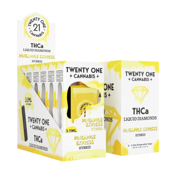 Twenty One Cannabis Liquid Diamonds Disposable Vapes 3.5ml THCa Pineapple Express (Hybrid)
