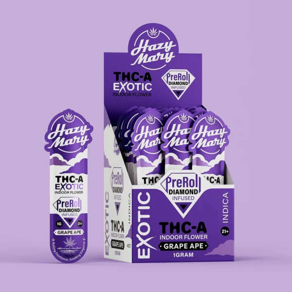 Hazy Mary Pre-rolls Exotic Diamond 1g THCa White Gummy 40ct