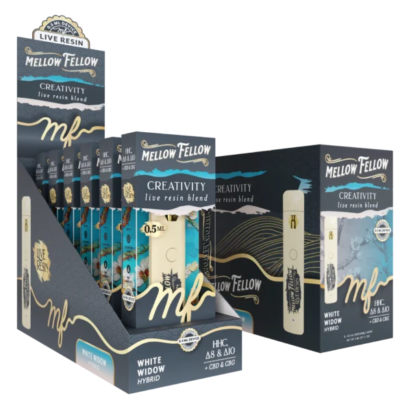 Mellow Fellow Live Resin Disposable Vapes 0.5ml Creativity White Widow (Hybrid)