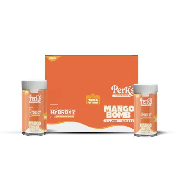 Eat Perks Limited Edition 4pcs Tablets 300mg 7-Hydroxymitragynine (Superior Kratom Alkaloids) Mango Bomb 12ct