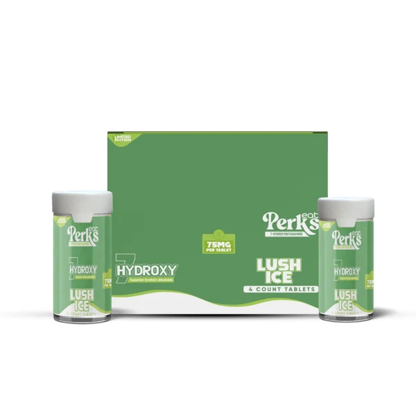 Eat Perks Limited Edition 4pcs Tablets 300mg 7-Hydroxymitragynine (Superior Kratom Alkaloids) Lush Ice 12ct