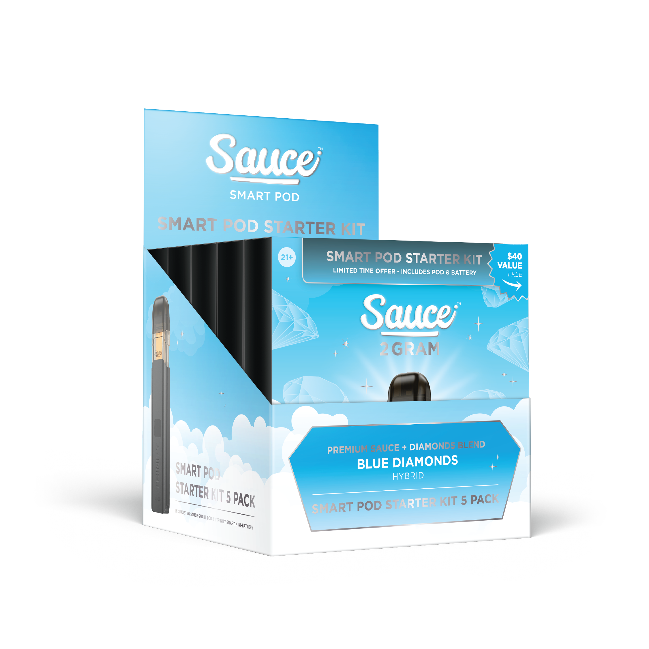 Sauce True Live Resin Pod Starter Kit 2g Sauce + Diamonds Blend Blue Diamonds (Hybrid) 5ct