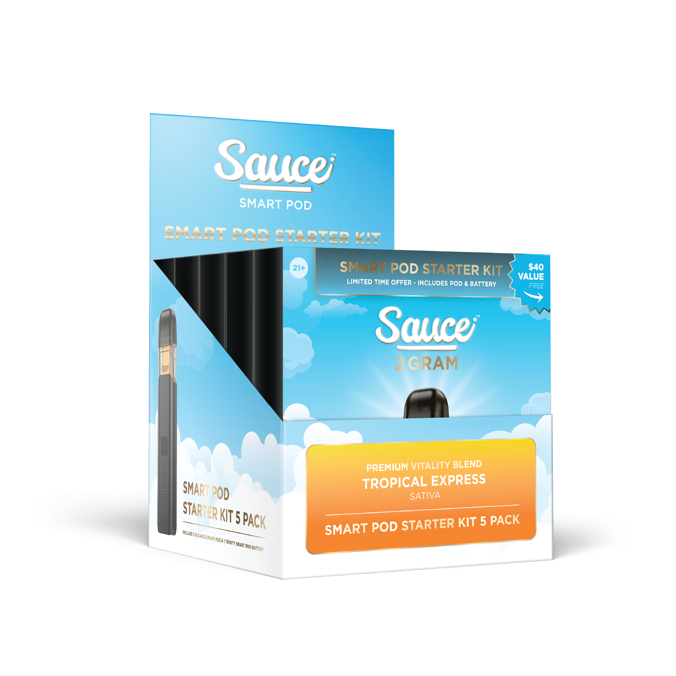 Sauce True Live Resin Pod Starter Kit 2g Vitality Blend Tropical Express (Sativa) 5ct