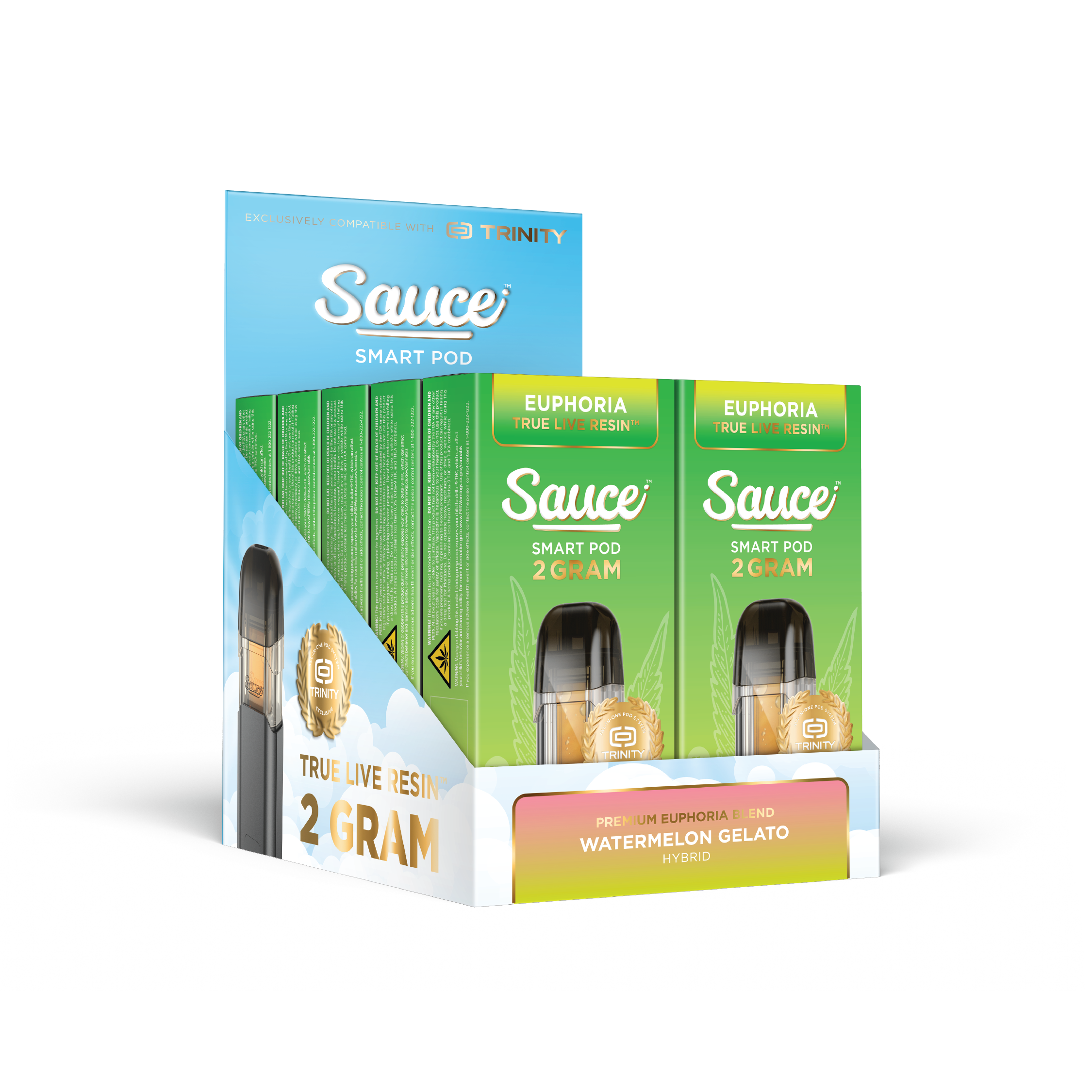 Sauce True Live Resin Pod 2g Euphoria Blend Watermelon Gelato (Hybrid) 10ct