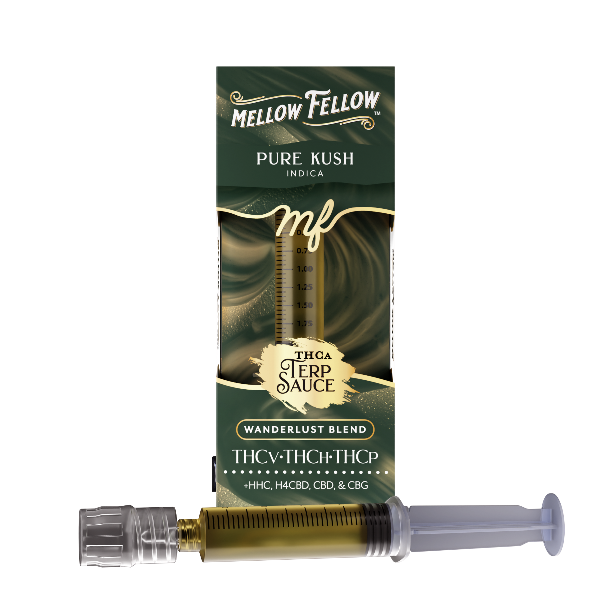 Mellow Fellow THCa Terp Sauce Syringes 2ml Wanderlust Blend Pure Kush (Indica) 6 ct