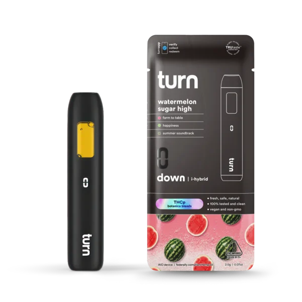 Turn Botanica Blends All-In-One Vape 2g THCp Watermelon Sugar High (I-Hybrid) 5ct