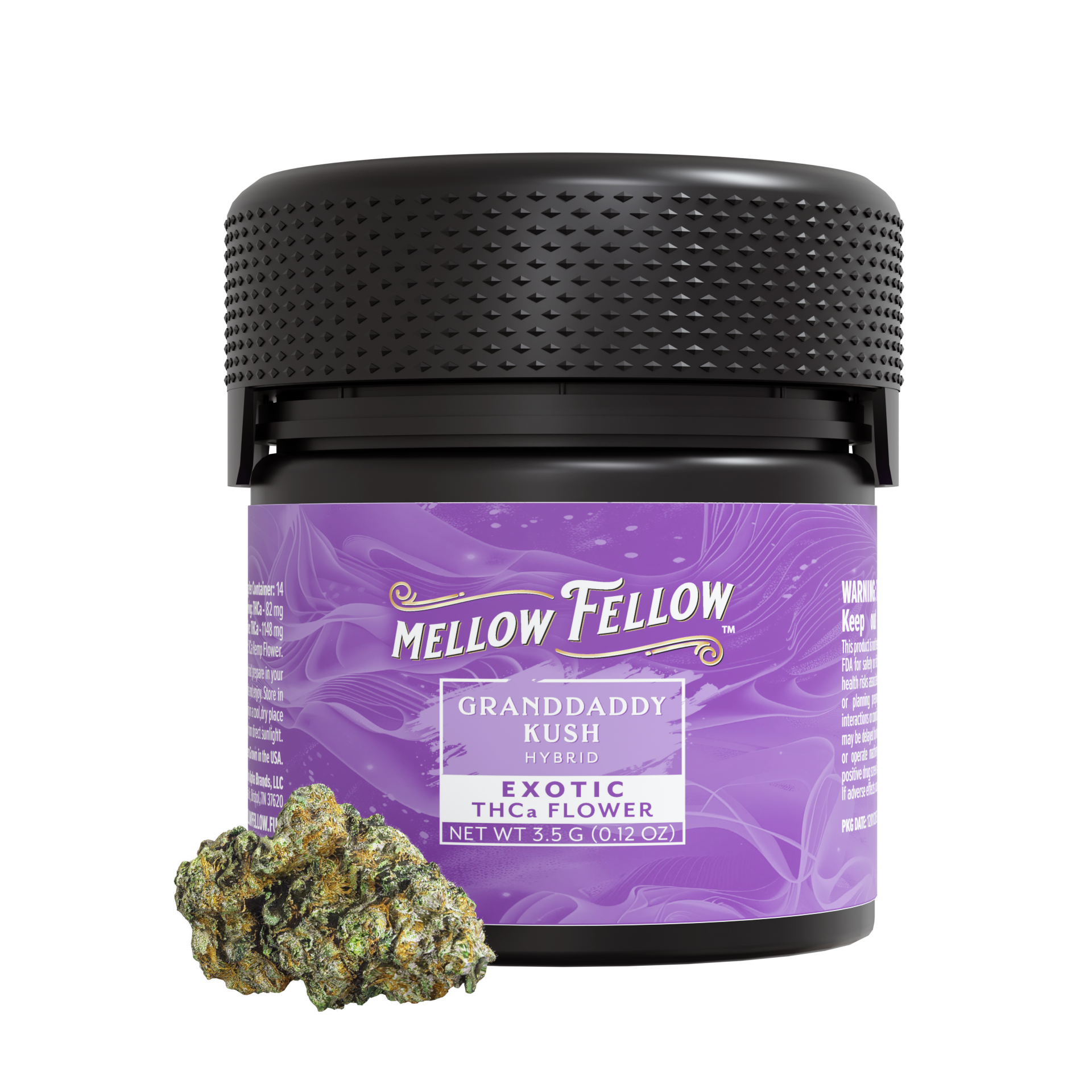 Mellow Fellow Exotic Flower 3.5g THCa Granddaddy Kush (Hybrid) 6ct