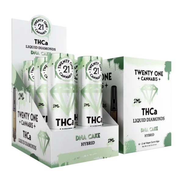 Twenty One Cannabis Liquid Diamonds Vape Cartridges 2ml THCa DNA Cakes (Hybrid)