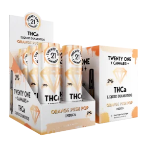 Twenty One Cannabis Liquid Diamonds Vape Cartridges 2ml THCa Orange Push (Indica)