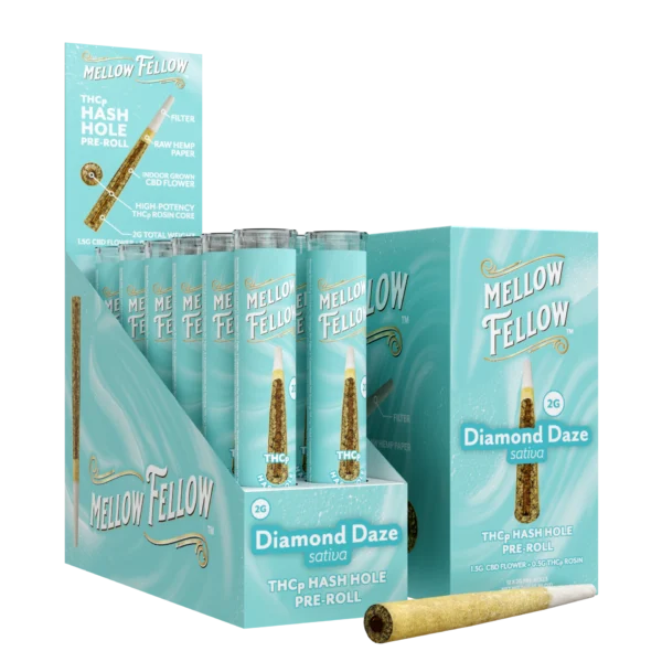 Mellow Fellow Hash Holes Pre-rolls 2g THCp Diamond Daze (Sativa) 12ct