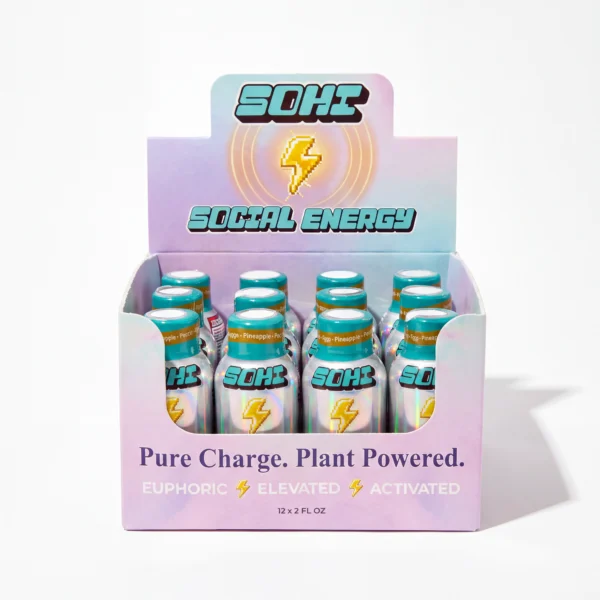 SOHI Social Energy Shooter 2oz Beverages 80mg Kanna (Sceletium tortuosum) Mango Pineapple Peach 12ct